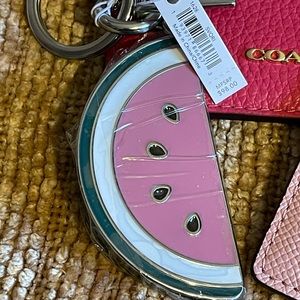 NWTs COACH GLITTER WATERMELON SLICE BAG CHARM + Storage Bag!